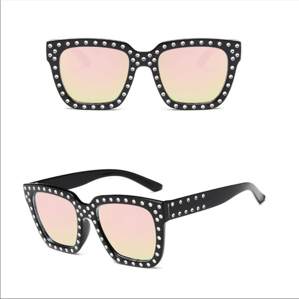 🆕Black & Pink Silver Studded Sunglasses 🕶 - Picture 2 of 2